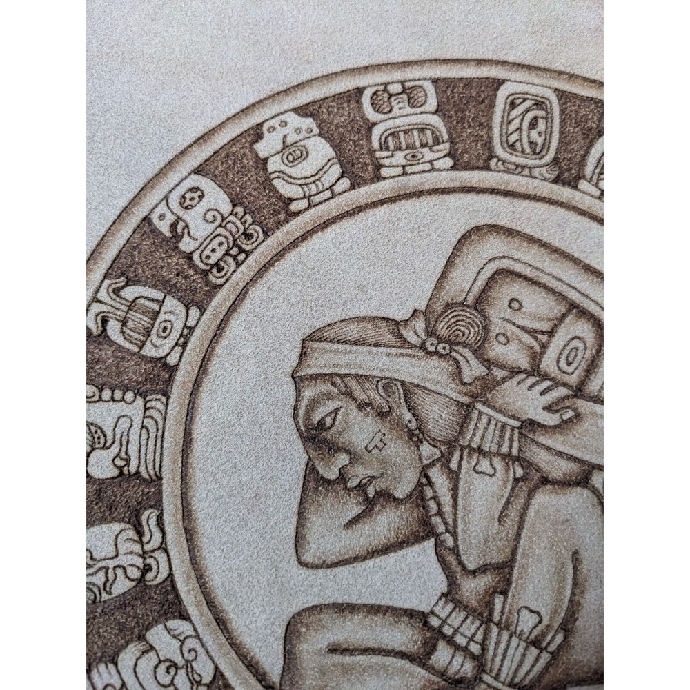 Vintage Mayan Sun Calendar Wall Art Suede Tooled Leather Sheet Made in Mexico - Picture 5 of 8